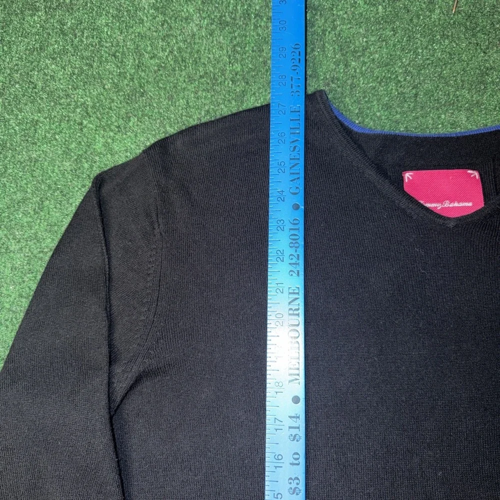 Tommy Bahama V Neck Black Cotton/Cashmere Blend Pullover Sweater Size Large R3